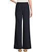 Color:Navy/Cream - Image 1 - Pinstripe Woven Flat Front Straight Leg Coordinating Pants