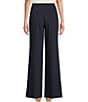 Color:Navy/Cream - Image 2 - Pinstripe Woven Flat Front Straight Leg Coordinating Pants
