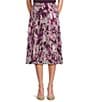 Calvin Klein Pleated A-Line Midi Skirt, Color:Aubergine Multi - Image 1