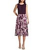Calvin Klein Pleated A-Line Midi Skirt, Color:Aubergine Multi - Image 3