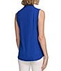 Color:Klein Blue - Image 2 - Pleated Sleeveless V-Neck Shell Tank