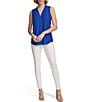 Color:Klein Blue - Image 3 - Pleated Sleeveless V-Neck Shell Tank