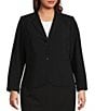 Color:Black - Image 1 - Plus Size Long Sleeve 2-Button Suit Jacket