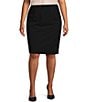 Color:Navy - Image 1 - Plus Size High Rise Luxe Stretch Pencil Skirt