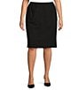 Color:Black - Image 1 - Plus Size High Rise Luxe Stretch Pencil Skirt