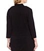 Color:Black - Image 2 - Plus Size 3/4 Sleeve Open Front Rayon Shrug