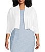 Color:White - Image 1 - Plus Size 3/4 Sleeve Open Front Rayon Shrug