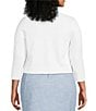 Color:White - Image 2 - Plus Size 3/4 Sleeve Open Front Rayon Shrug