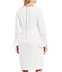 Color:Cream - Image 4 - Plus Size Round Neck Bell Long Sleeve Sheath Dress
