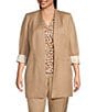 Color:Nomad - Image 1 - Plus Size Contrast Lining Long Roll-Tab Sleeve Open Front Jacket