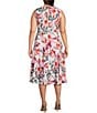 Color:Blush Multi - Image 2 - Plus Size Floral Scuba Crepe Sleeveless Crew Neck Fit And Flare Dress