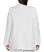Color:White - Image 2 - Plus Size Linen-Blend Peak Lapel Collar Long Sleeve One-Button Jacket