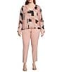 Color:Desert Rose Multi - Image 3 - Plus Size Printed Woven V-Neck Cuffed Long Sleeve Blouse