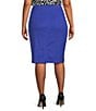 Color:Dazzling Blue - Image 2 - Plus Size Pull-On Crinkle Straight Pencil Skirt