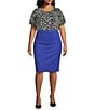 Color:Dazzling Blue - Image 3 - Plus Size Pull-On Crinkle Straight Pencil Skirt