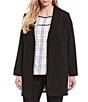 Color:Black - Image 1 - Plus Size Roll Sleeve Jacket