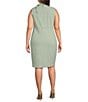 Color:Jadeite - Image 2 - Plus Size Scuba Crepe Sleeveless Mock Neck Bow Embellished Knee Length Sheath Dress