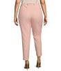 Color:Silver Pink - Image 2 - Plus Size Stretch Heathered Woven Recycled Polyester Flat Front Slim Straight Leg Pocketed Pants