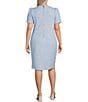 Color:Serene Multi - Image 2 - Plus Size Tweed Short Sleeve Crew Neck Knee Length Sheath Dress