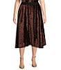Color:Coffee Bean - Image 1 - Plus Size Velvet A-Line Coordinating Pull-On Skirt