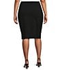 Color:Black - Image 2 - Plus Size Wide Waistband Pull-On Ponte Skirt