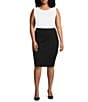 Color:Black - Image 3 - Plus Size Wide Waistband Pull-On Ponte Skirt