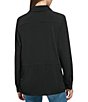 Color:Black - Image 2 - Point Collar Neck Long Sleeve Cinch Waist Flap Pocket Button Front Blouse