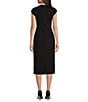 Color:Black - Image 2 - Ponte Round Neck Cap Sleeve Sheath Dress