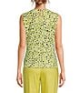 Color:Pear Multi - Image 2 - Printed Crew Neckline Sleeveless Pleat Front Blouse