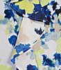 Calvin Klein Printed Georgette Crew Neck Cap Sleeve Ruffle Front Blouse - Image 3