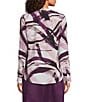 Calvin Klein Printed Split Neck Roll Tab Sleeve Button Front Blouse, Color:Pink Thistle Multi - Image 2