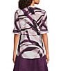 Calvin Klein Printed Split Neck Roll Tab Sleeve Button Front Blouse, Color:Pink Thistle Multi - Image 6