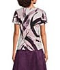 Calvin Klein Printed V-Neck Short Flutter Sleeve Top, Color:Pink Thistle Multi - Image 2