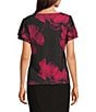 Calvin Klein Printed V-Neck Short Flutter Sleeve Top, Color:Cranberry Multi - Image 2