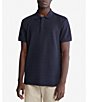 Color:Ink - Image 1 - Regular Fit Short Sleeve Ottoman Striped Polo Shirt