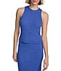 Color:Dazzling Blue - Image 1 - Ribbed Crew Neck Sleeveless Coordinating Tank Top