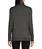Color:Heather Charcoal - Image 2 - Ribbed Knit Turtleneck Long Button Cuff Sleeve Top