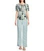 Calvin Klein Round Neck Short Sleeves Woven Print Top, Color:Positano Multi - Image 3