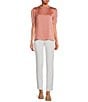 Color:Desert Rose - Image 3 - Calvin Klein Ruffle Crew Neck Short Sleeve Blouse