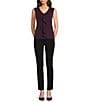 Calvin Klein Ruffle Front V-Neck Sleeveless Cami, Color:Aubergine - Image 3