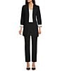 Calvin Klein Contrast Lining Rolled Cuff Long Open Front Jacket & Luxe Stretch Slim Leg Pants - Image 1