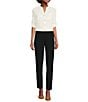 Calvin Klein Contrast Lining Rolled Cuff Long Open Front Jacket & Luxe Stretch Slim Leg Pants - Image 2