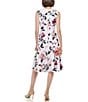 Calvin Klein Scuba Crepe Crew Neck Sleeveless Floral A-Line Dress, Color:Blush Multi - Image 2