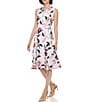 Calvin Klein Scuba Crepe Crew Neck Sleeveless Floral A-Line Dress, Color:Blush Multi - Image 3
