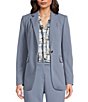 Calvin Klein Scuba Crepe Notch Lapel Long Sleeve One Button Front Blazer, Color:Flint - Image 1