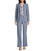 Calvin Klein Scuba Crepe Notch Lapel Long Sleeve One Button Front Blazer, Color:Flint - Image 2