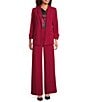 Calvin Klein Scuba Crepe Notch Lapel Long Sleeve Open Front Jacket, Color:Cranberry - Image 3