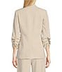 Color:Stony Beige - Image 2 - Scuba Crepe Stand Collar 3/4 Sleeves Button Front Coordinating Jacket