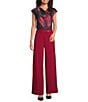 Calvin Klein Scuba Crepe Wide Leg Pants, Color:Cranberry - Image 4
