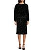 Color:Black - Image 3 - Sequin Crew Neck Long Sleeve Coordinating Sweater